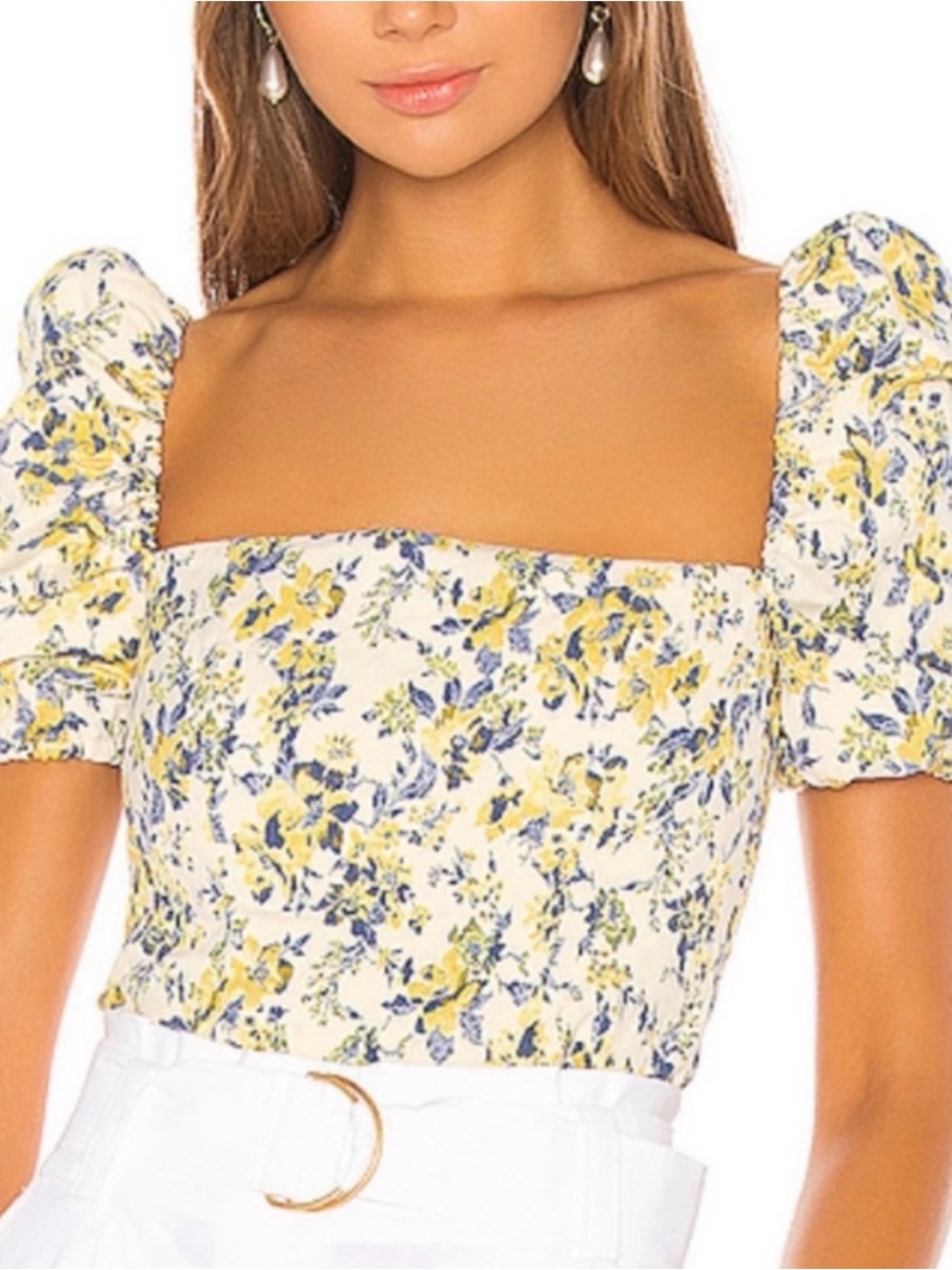 Lovers & Friends Wesley Top | Square Neck Puff Sleeve Floral Crop Top